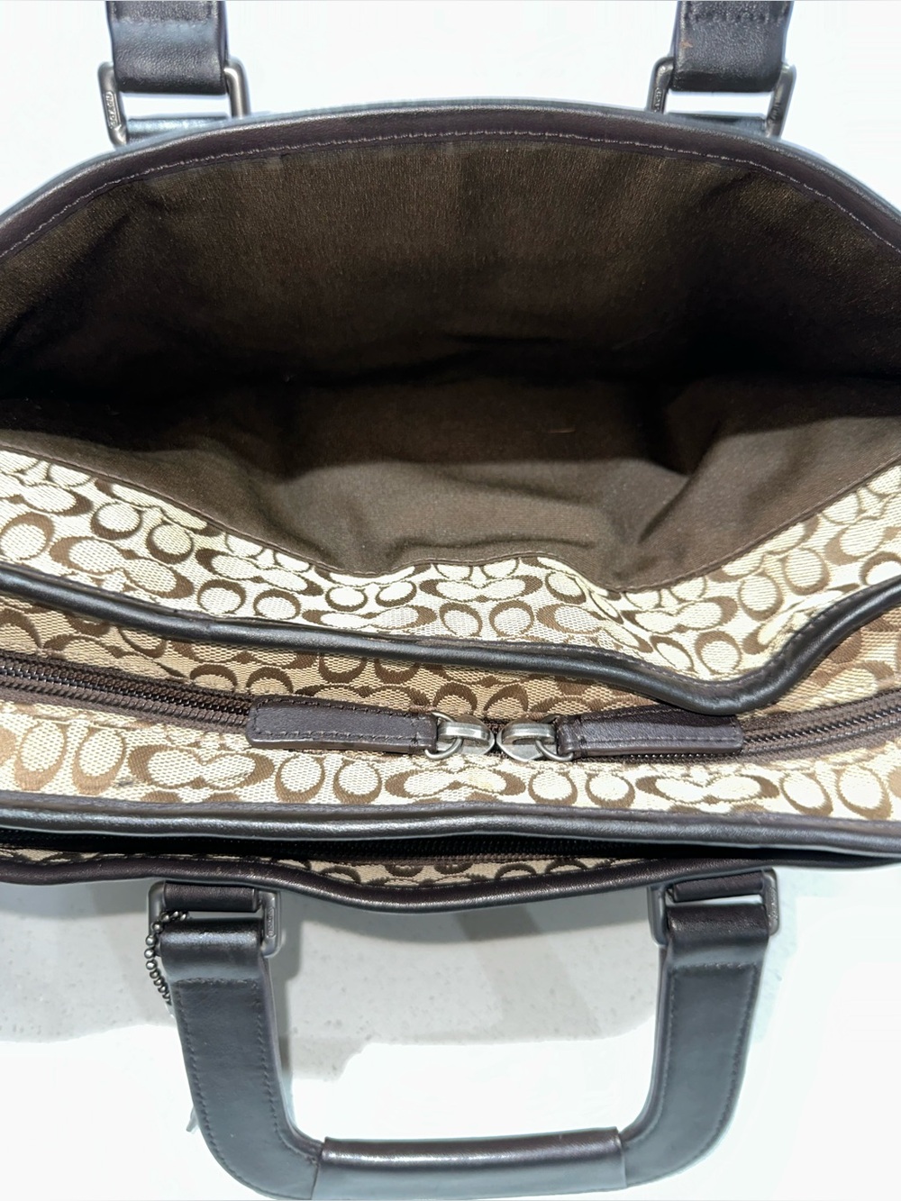 Coach Embassy Brief Case Laptop Travel Bag Jacquard Signature C Logo - Picture 10 of 16